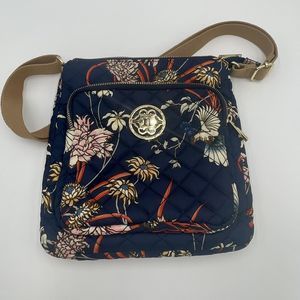 Nanette Lepore Women's Quilted Fabric Crossbody Purse Navy/Floral Purse/Bag